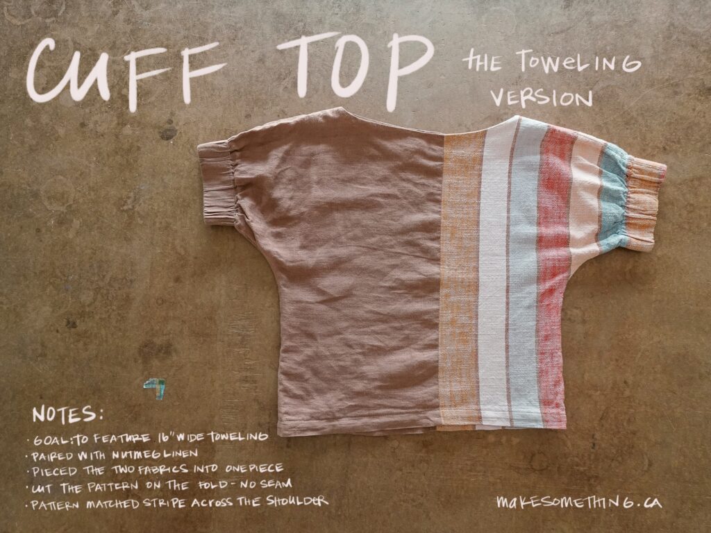 Pieced Cuff Top sewing pattern made in nutmeg linen and toweling fabric, shown flat on a neutral background